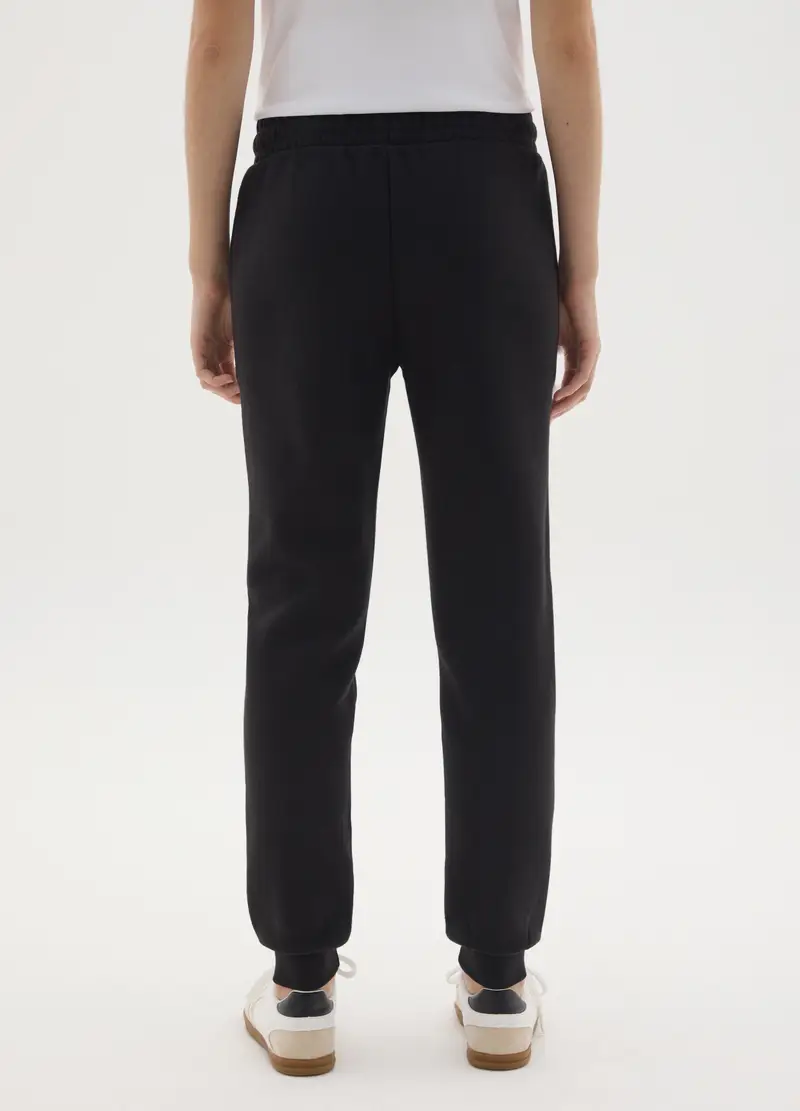 Pantaloni In Misto Cotone Neri Regular Fit, Donna, Nero miniatura 3