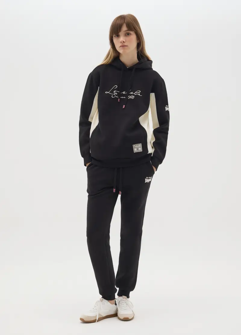 Pantaloni In Misto Cotone Neri Regular Fit, Donna, Nero