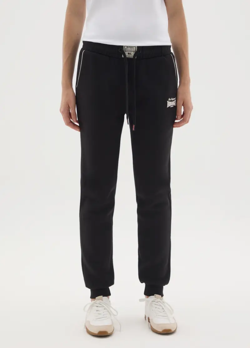 Pantaloni In Misto Cotone Neri Regular Fit, Donna, Nero miniatura 2