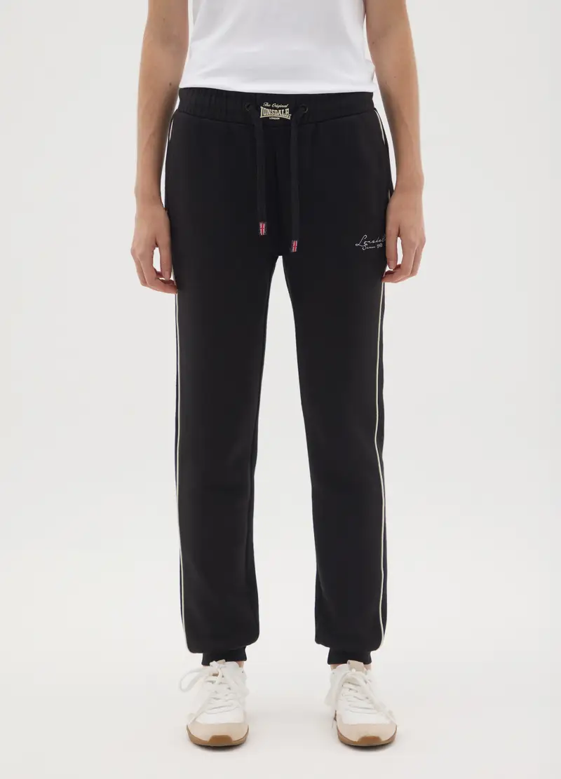 Pantaloni Jogger In Misto Cotone Nero Regular Fit, Donna, Nero miniatura 2
