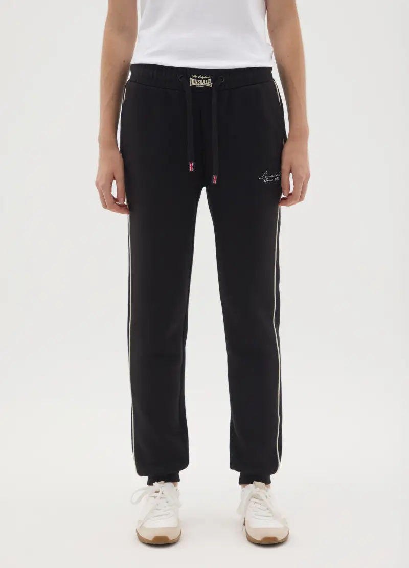 Pantaloni Jogger In Misto Cotone Nero Regular Fit, Donna, Nero miniatura 2