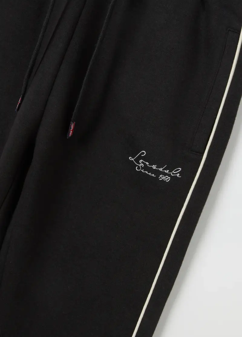 Pantaloni Jogger In Misto Cotone Nero Regular Fit, Unisex, Nero miniatura 2