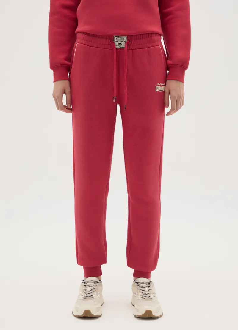 Pantaloni Jogger In Misto Cotone Rossi, Donna, Rosso miniatura 2