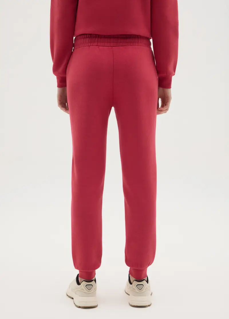 Pantaloni Jogger In Misto Cotone Rossi, Donna, Rosso miniatura 3