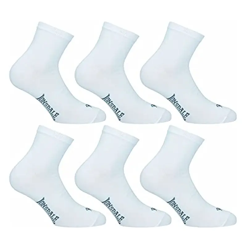 Lonsdale Quarter 6 Paia di calzini sopra la caviglia, ottima qualità di cotone (Bianco, 35-38)