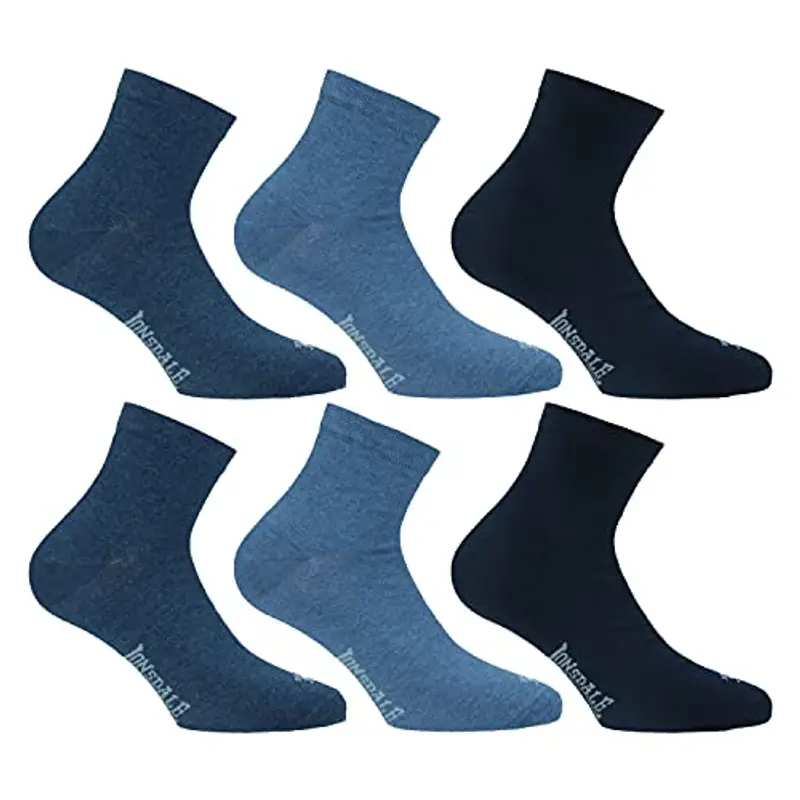 Lonsdale Quarter 6 Paia di calzini sopra la caviglia, ottima qualità di cotone (Blu Mix, 39-42)