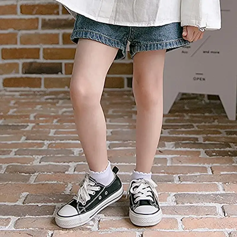 Looching Confezione da 5 paia di calzini sottili in rete di cotone a taglio basso per bambini senza spettacolo calzini miniatura 2