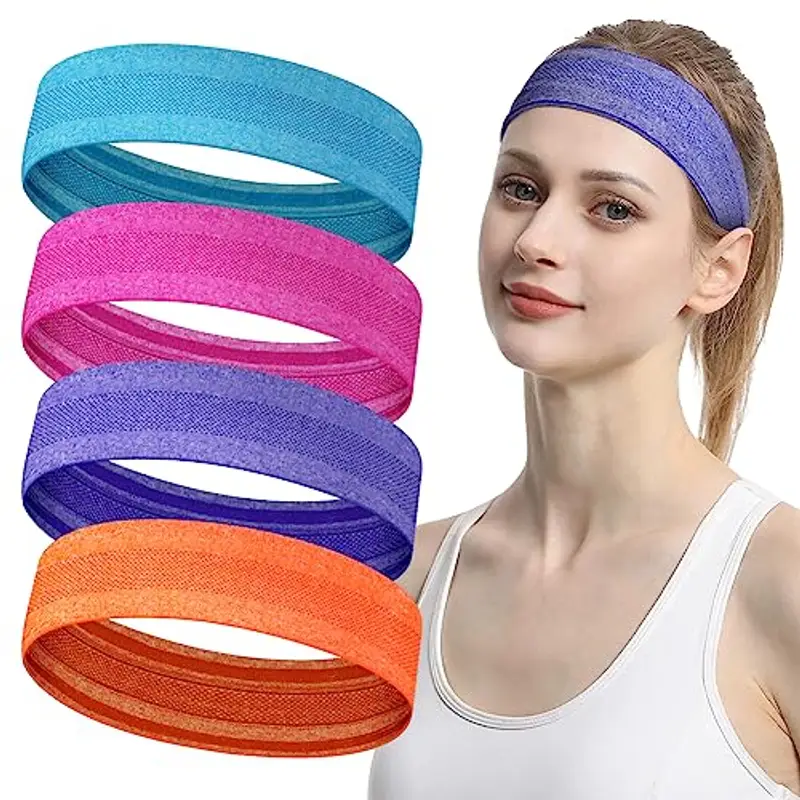 LOPHE Headband, 4 Pcs Fascia per Capelli Elastico Headband Fasce da Corsa per Uomo Donna, Fasce Sportive Elastiche
