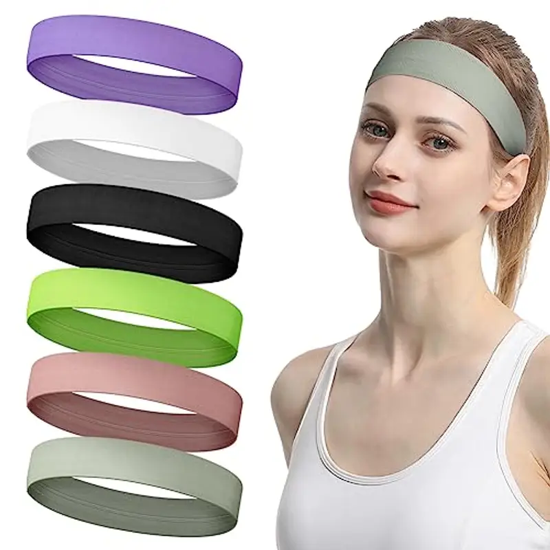 LOPHE Headband, 6 Pcs Fascia per Capelli Elastico Headband Fasce da Corsa per Uomo Donna, Fasce Sportive Elastiche