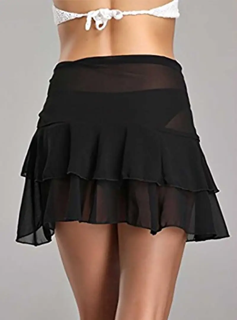 Loralie Elegante bikini da donna, in chiffon, da spiaggia, bikini, Nero, Taglia unica miniatura 3