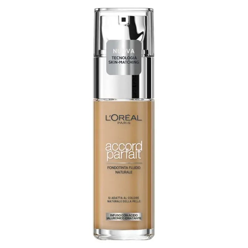 L'OREAL Accord Parfait Fondotinta Fluido Effetto Naturale 7.D / 7.W Ambre Dore