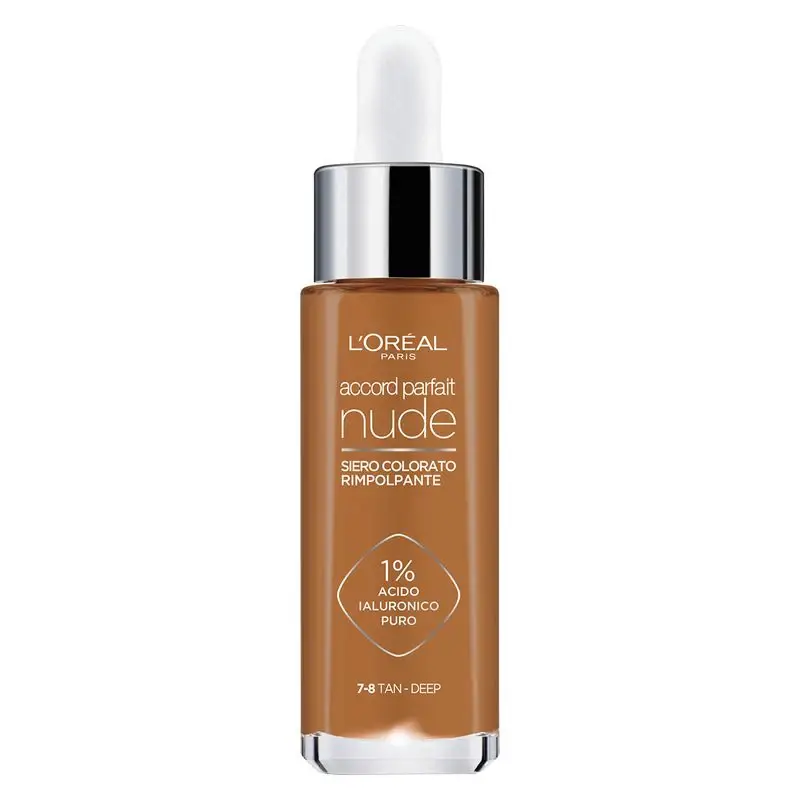 L'OREAL Accord Parfait Nude - Siero Colorato Rimpolpante 7-8 Tan Deep