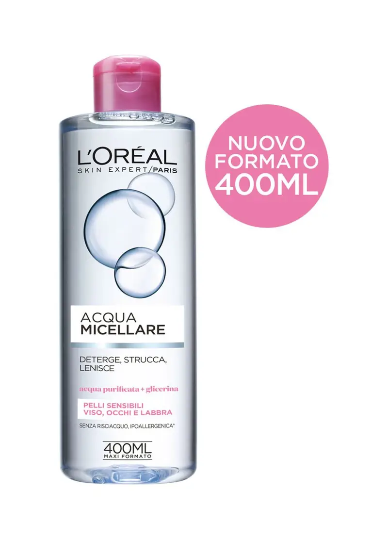 L'OREAL, L'oréal Paris Acqua Micellare Deterge, Strucca, Lenisce, 400 Ml., Donna, Bianco