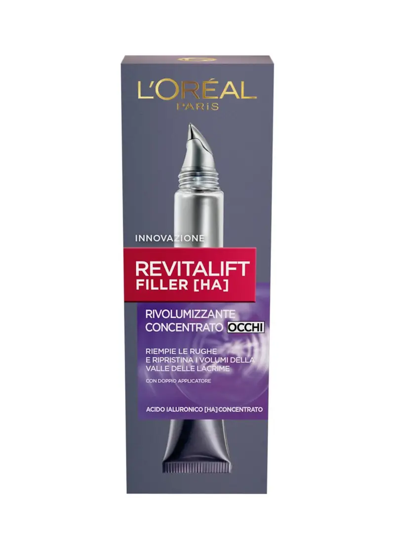 L'OREAL, L'oréal Paris Contorno Occhi Revitalift Filler, Azione Antirughe Rivolumizzante Con Acido Ialuronico Concentrato, 15 Ml., Donna, Bianco