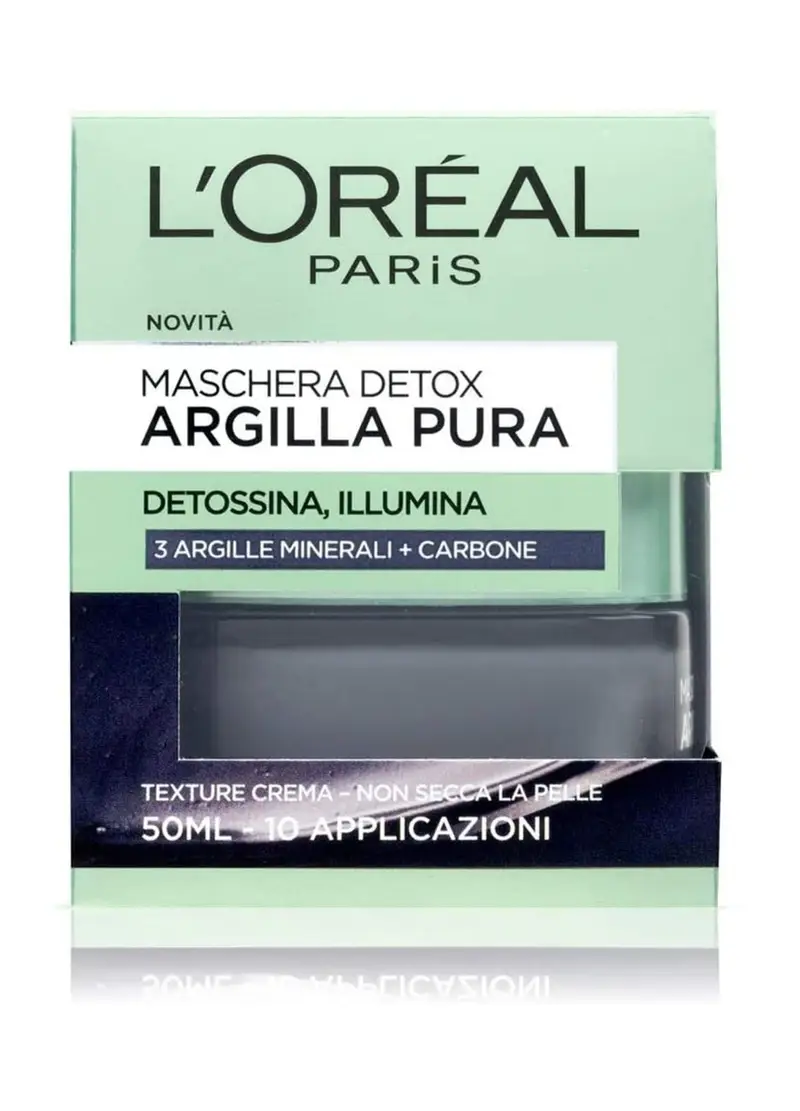 L'OREAL, L'oréal Paris Maschera Per Il Viso Argilla Pura, Azione Detox, Detossina E Illumina La Pelle, Con Carbone E 3 Argille Minerali, 50 Ml., Donna, Bianco miniatura 3