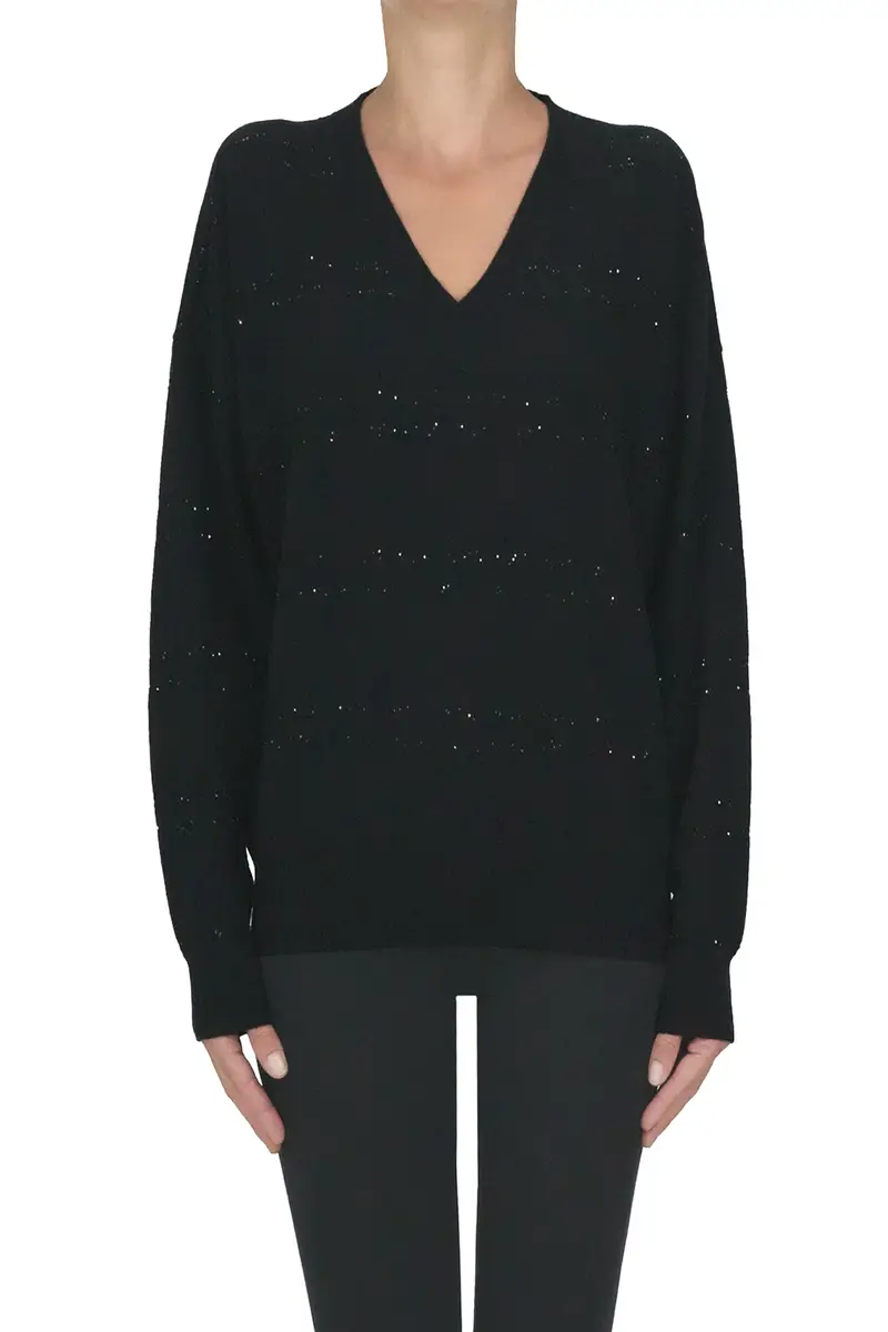 Pullover con lavorazione a righe