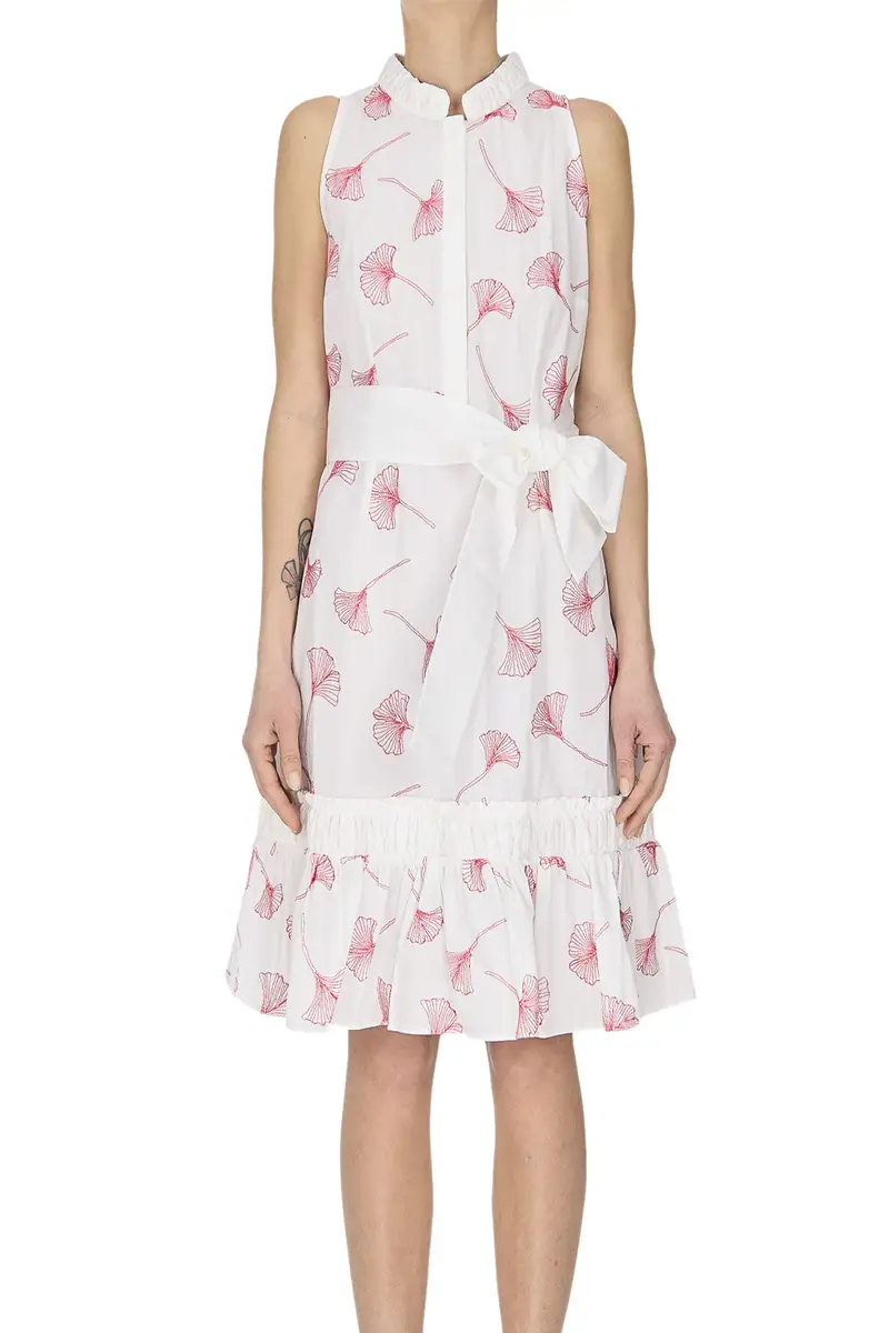 Abito in cotone ricamato Bianco