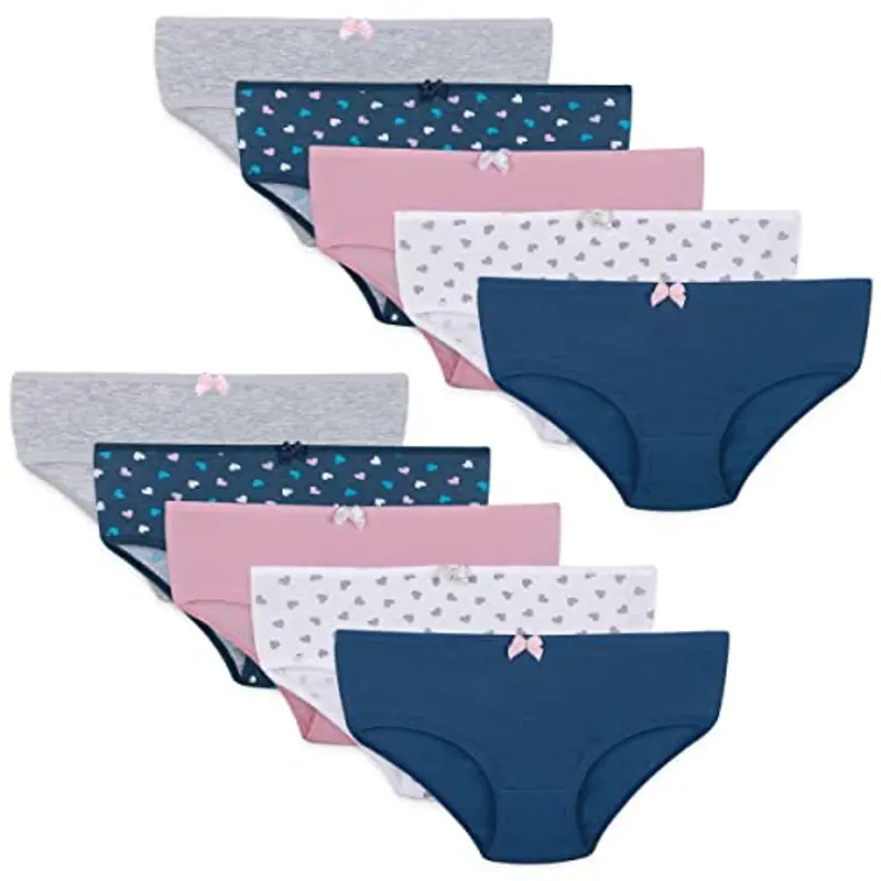 LOREZA ® 10 Mutandine da Bambina in Cotone - Tessuto Morbido e Comodo - M-7-10-11 Anni
