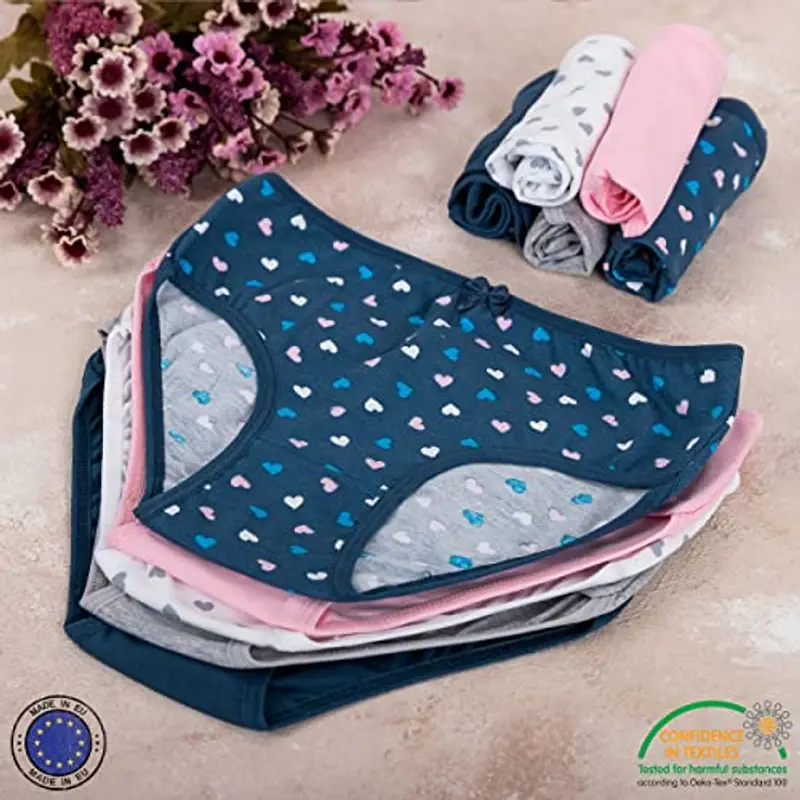 LOREZA ® 10 Mutandine da Bambina in Cotone - Tessuto Morbido e Comodo - M-7-10-11 Anni miniatura 3