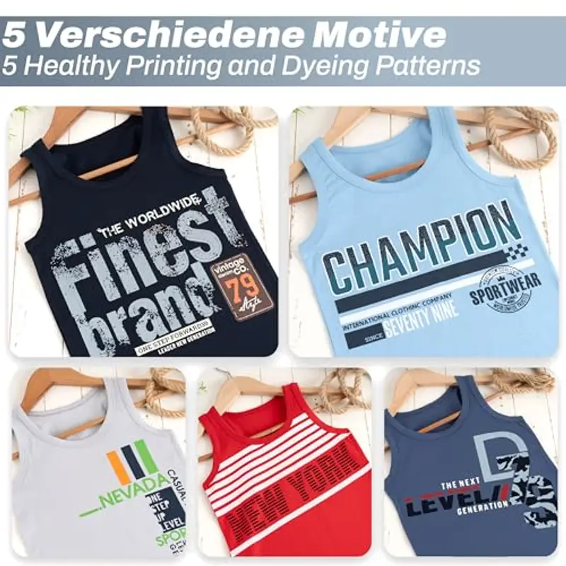 LOREZA ® 5 Canottiere da Bambino Ragazzi in Cotone (152-158 (12-13 Anni), Modello 6-5 Pezzi miniatura 3