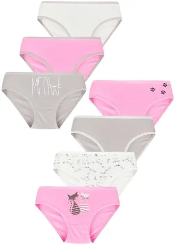 LOREZA ® 7 Mutandine di Cotone per Bambine Slip Intimo (140-146 (10-11 Anni), Set di 7) M