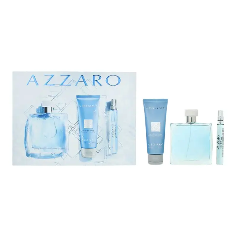 Loris Azzaro Set Chrome Eau de Toilette per uomo 100 ml + Chrome Eau de Toilette per uomo 10 ml + Chrome Gel doccia e shampoo 2 in 1 75
