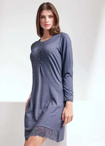Camicia da notte donna in viscosa pesante mini-pois Lormar Miss MIS632066