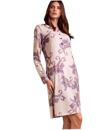 Camicia da notte in viscosa pesante fantasia Lormar Pashmina PAS633823