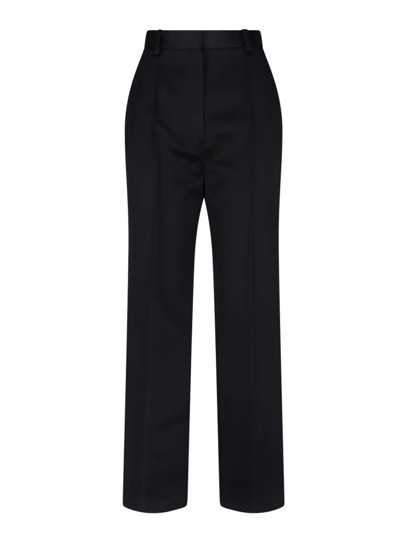 Pantaloni Dritti In Seta Nero