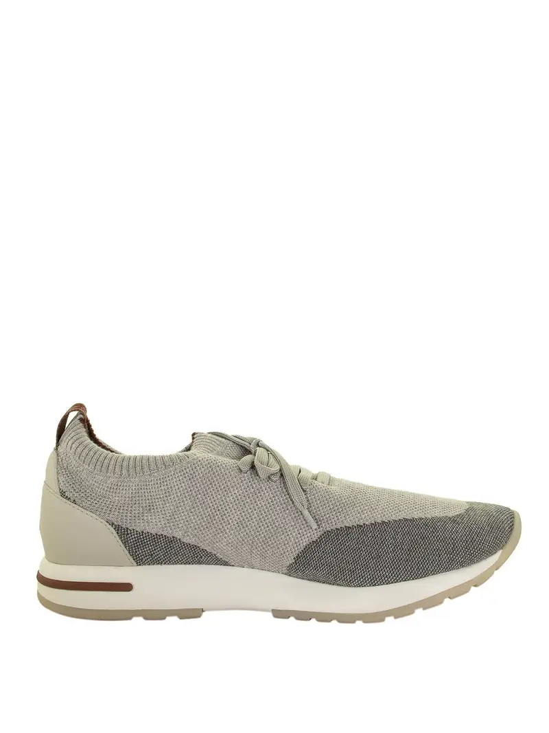 Sneaker a calza in lana e pelle Grigio