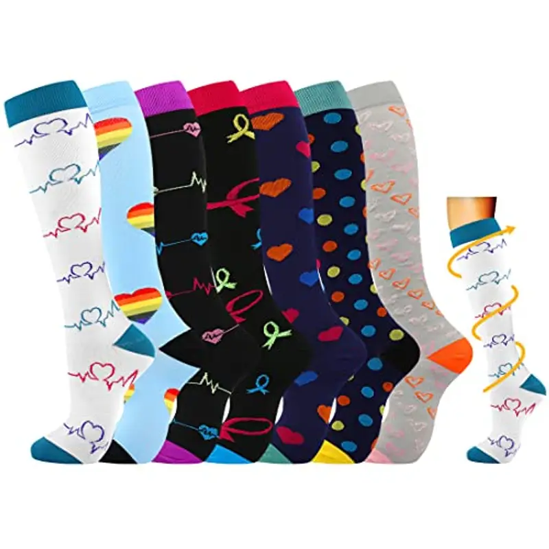 LOSVBCX Calzini Compressione Medica 15-20 mmHg - Set 7 Paia