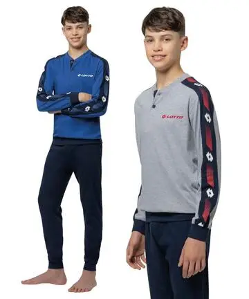 Pigiama lungo da ragazzo in jersey di cotone Lotto LP4219