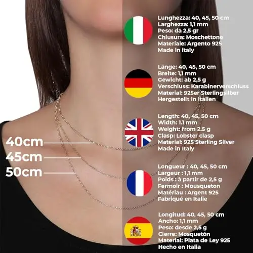 Louis Ciocchetti dal 1887 Catenina Argento 925 a Maglia Veneziana, Collana Donna Uomo Fine e Resistente, Perfetta per miniatura 2