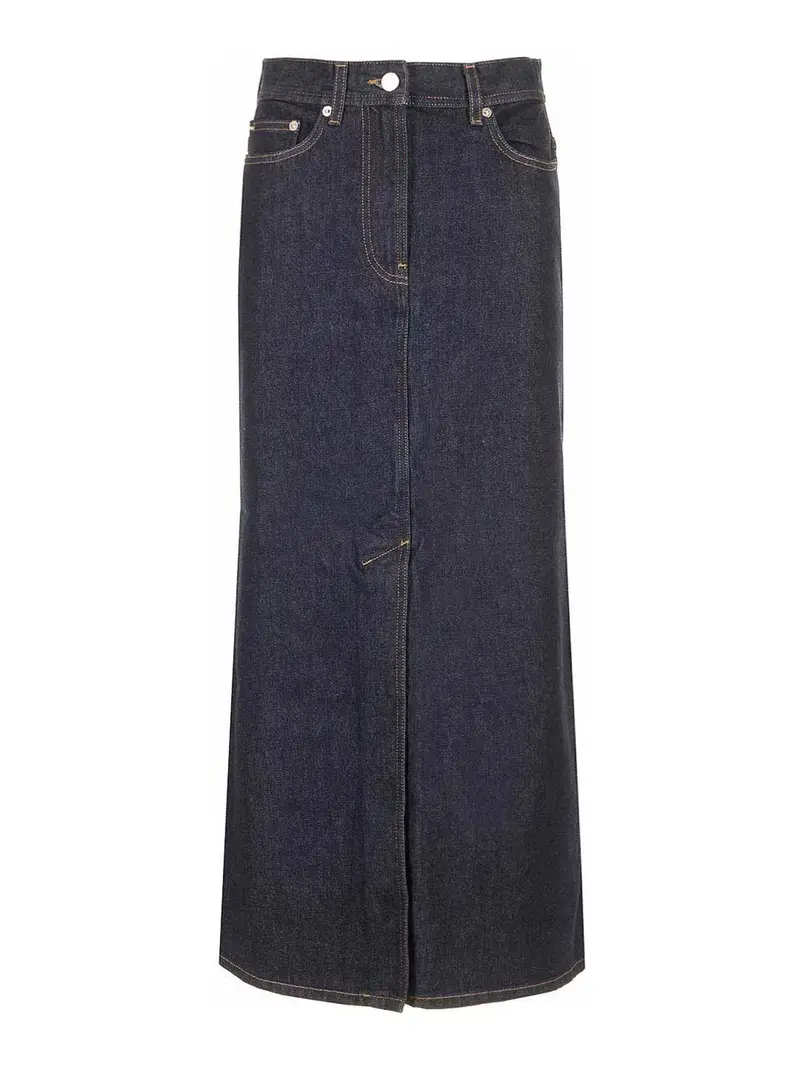 Gonna di denim blu lungo