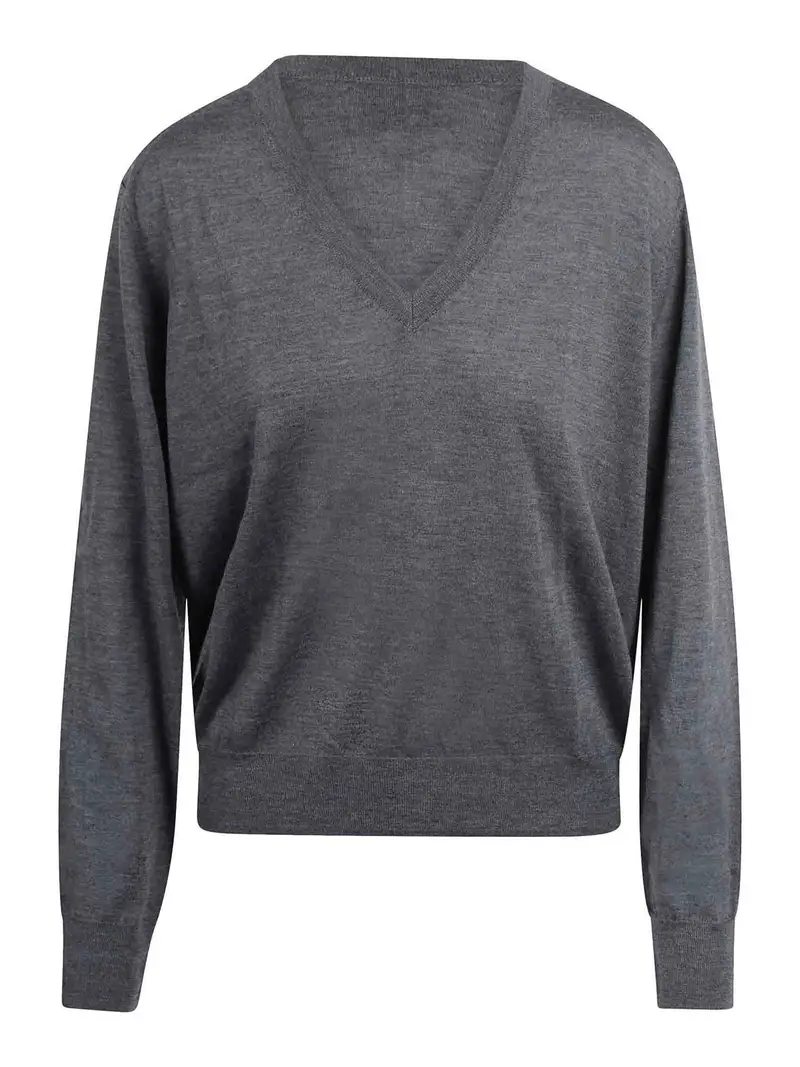 Maglia Julio Scollo V In Cashmere Extra Fine Grigio