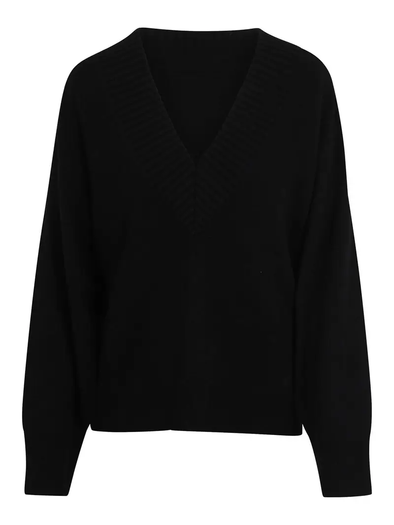 Maglione Sage In Cashmere Scollo A V Nero