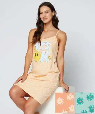 Camicia da notte donna a spalla stretta fantasia Lov It LOS585