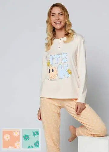 Pigiama donna a serafino in jersey di cotone Lov It LOS545