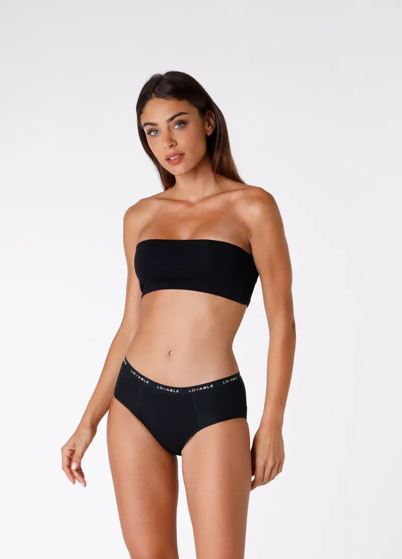 LOVABLE, Lovable Period Panties Culotte Da Ciclo Flusso Medio In Cotone Bio, Unisex, Nero, Taglia: S