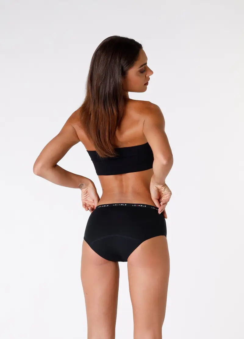 LOVABLE, Lovable Period Panties Culotte Da Ciclo Flusso Medio In Cotone Bio, Unisex, Nero, Taglia: S miniatura 2