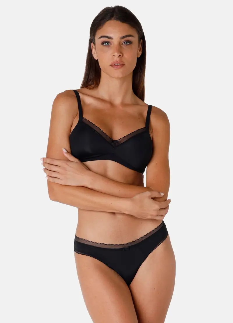 LOVABLE, Lovable Reggiseno Senza Ferretto My Daily Comfort In Microfibra, Donna, Nero, Taglia: 4D