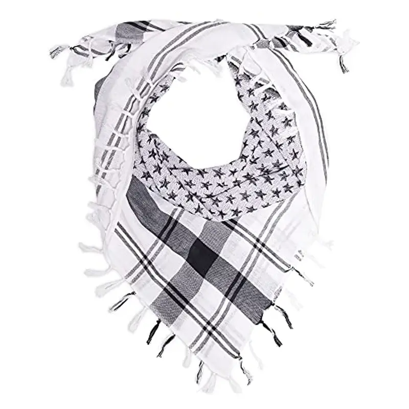 LOVARZI Foulard uomo donna Bianco e nero - Sciarpa per uomini e donne - Deserto Sciarpe di cotone miniatura 3