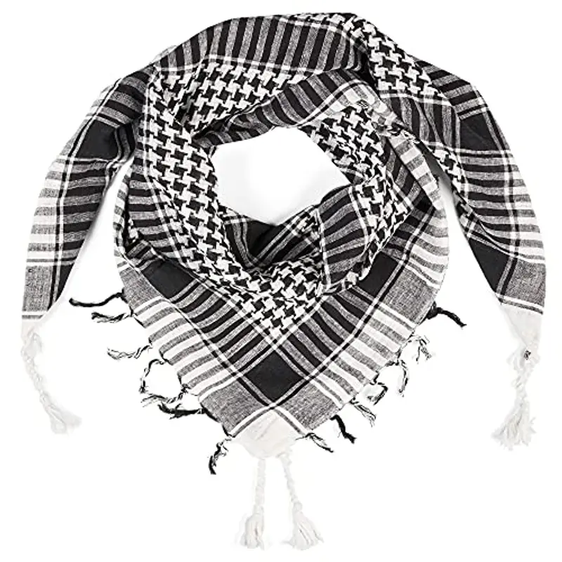 LOVARZI Kefiah Shemagh uomo donna bianco e nero - Originale Foulard per uomini e donne - Deserto Sciarpe di cotone