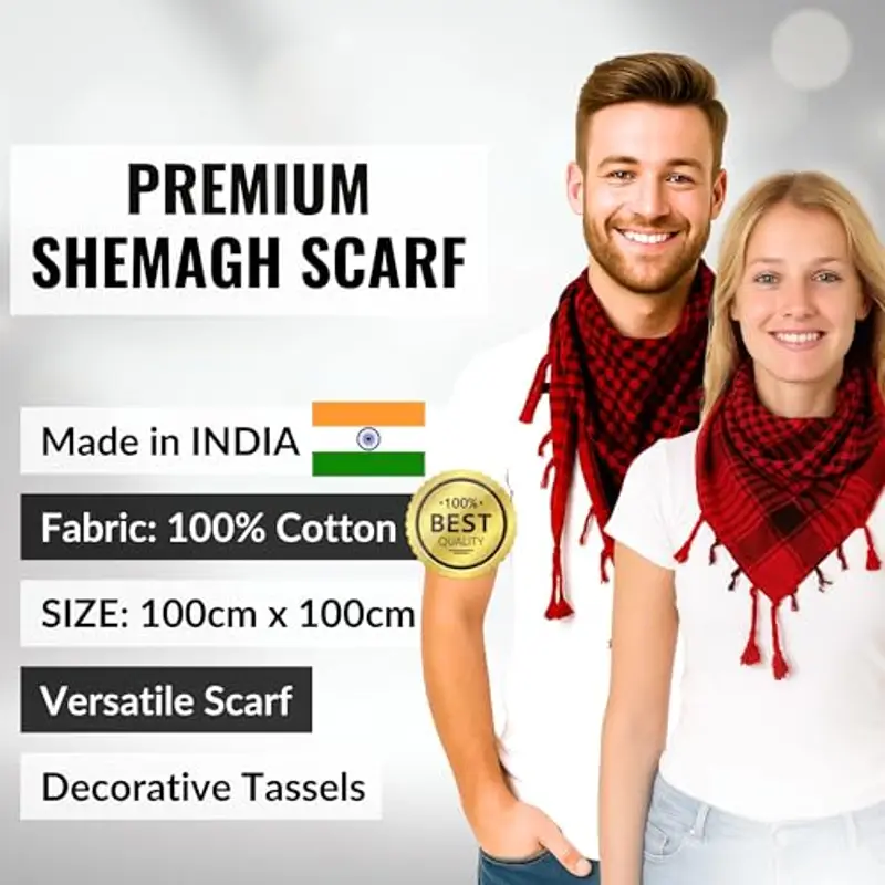 LOVARZI Rosso Kefiah - sciarpa shemagh uomo elegante e delle donne sciarpe - sciarpe per uomo - Fazzoletti da donna miniatura 2