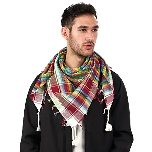 LOVARZI Sciarpa quadrata per uomo donna Multi Colore Bianca - Kefiah uomo donna per tutte le età miniatura 2