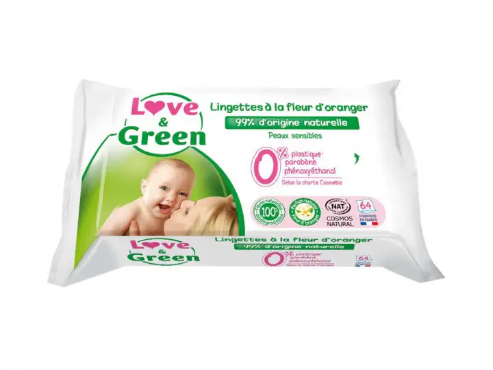 Love&Green Salviette al Fiore d'Arancio BIO Pelli Sensibili x64