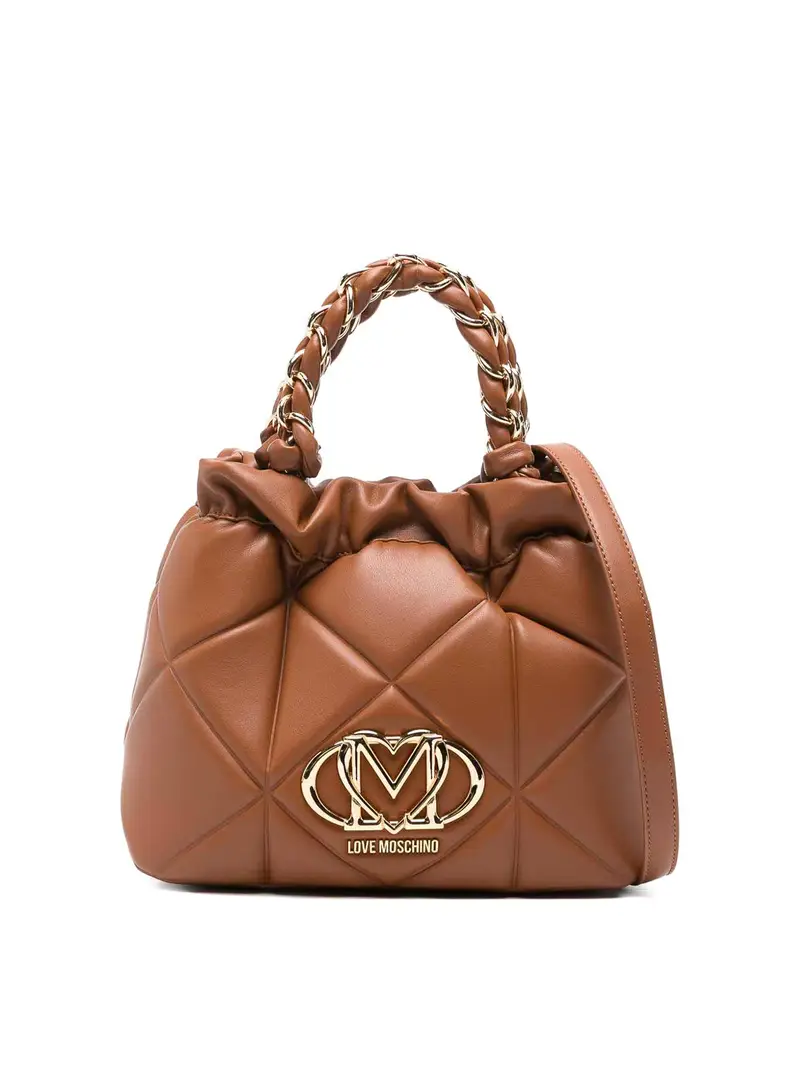 Borsa a secchiello in ecopelle trapuntata Marrone