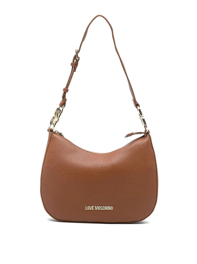 Borsa A Secchiello Marrone Con Logo Oro