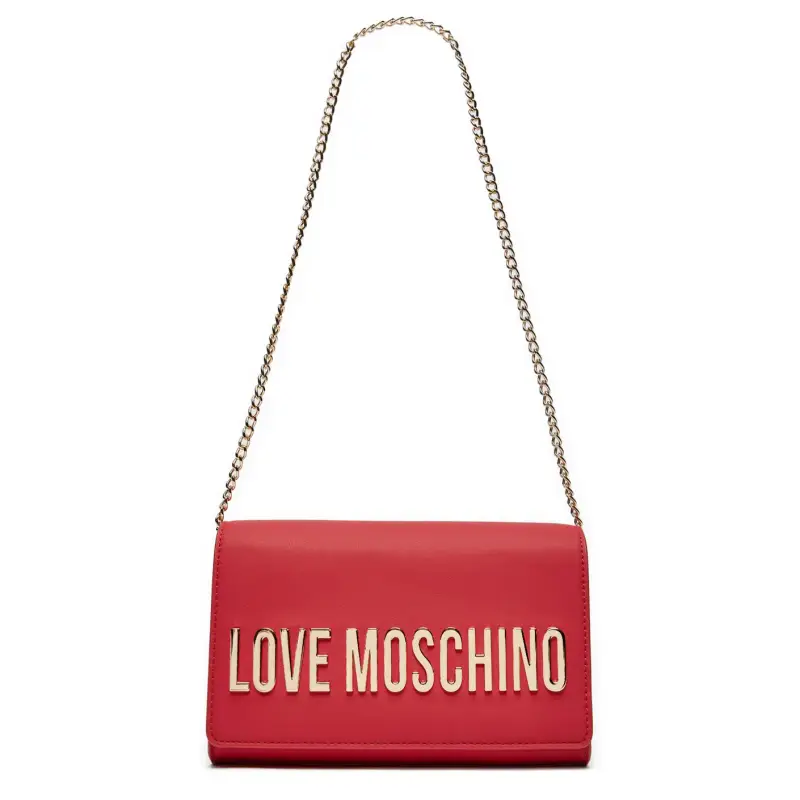 Borsa Donna Love Moschino con Tracolla a Catena e Logo Gold Rosso miniatura 3