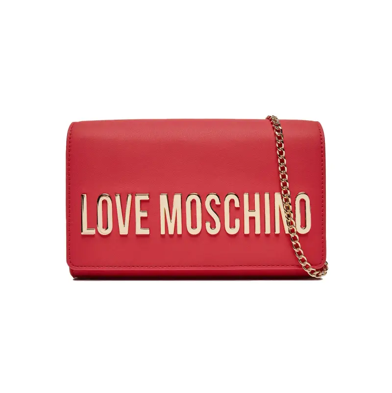 Borsa Donna Love Moschino con Tracolla a Catena e Logo Gold Rosso
